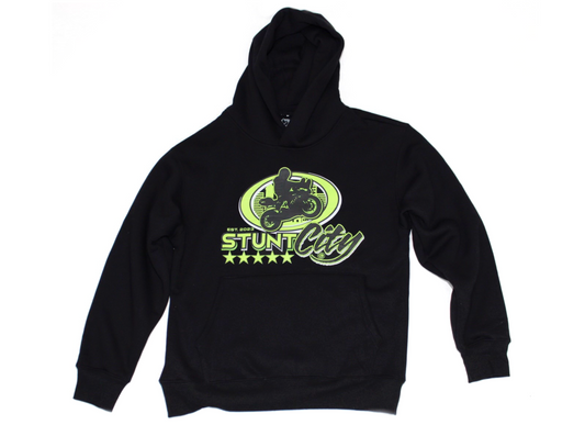 Black hoodie with green logo